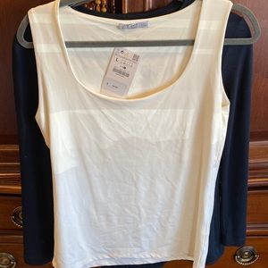 Zara sz L womens cream ivory white top